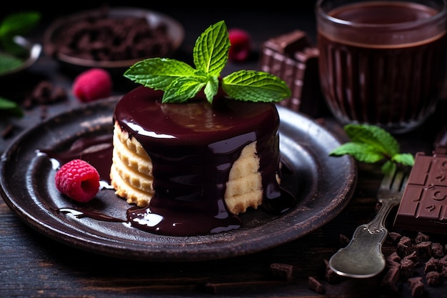 Un pastel de seda francés con una base de galleta de mantequilla