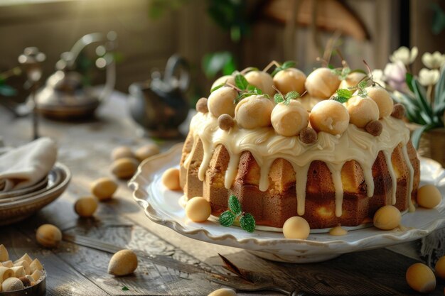 Pastel de simnel con bolas de mazapán apóstol