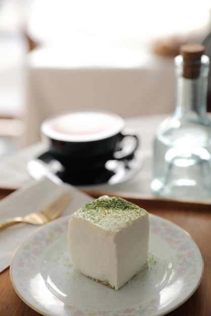 Pastel de té verde Macha postre estilo japonés