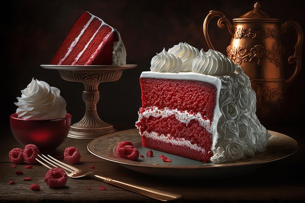 Pastel de terciopelo rojo con glaseado de crema de mantequilla