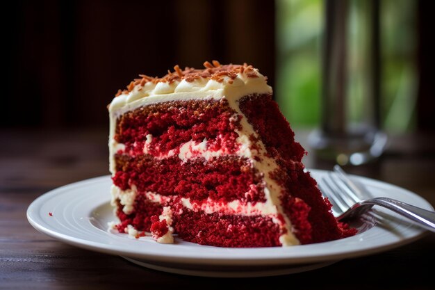 El pastel de terciopelo rojo húmedo genera ai