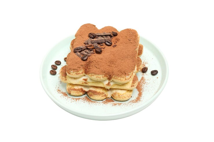 Pastel de tiramisú PNG aislado sobre fondo blanco.