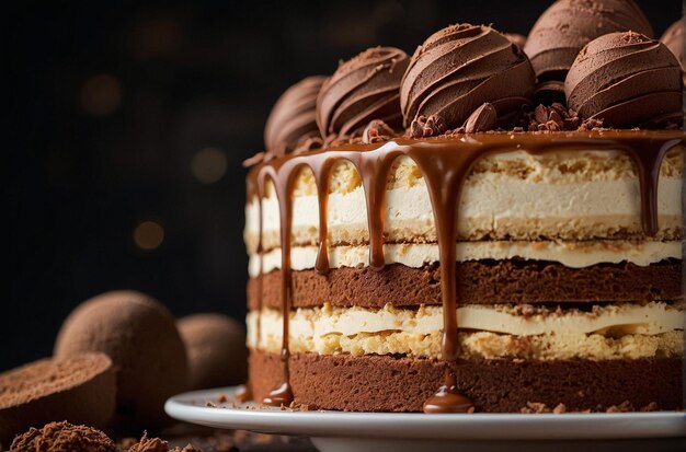 Pastel de tiramisu en rodajas