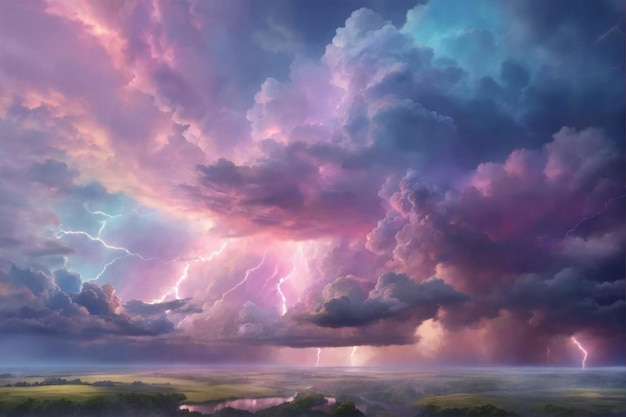 Pastel Tormenta Cielo Fantasía Tormenta Cielo Fondo De Pantalla Ensueño Tormenta Pastel AI Generativo