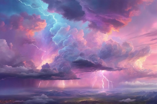 Pastel Tormenta Cielo Fantasía Tormenta Cielo Fondo De Pantalla Ensueño Tormenta Pastel AI Generativo