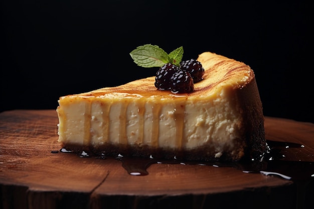 pastel de tostadas de bayas con fondo oscuro