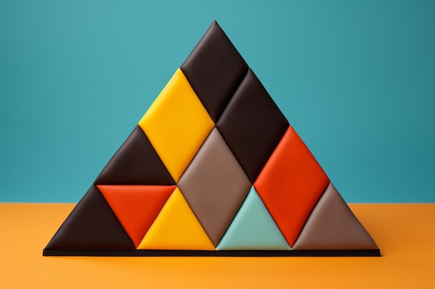 Un pastel de triángulo geométrico con patrones triangulares audaces