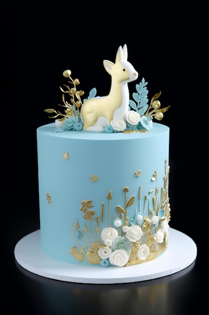 Un pastel con un unicornio en él