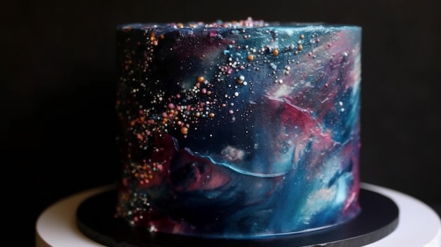 Un pastel con el universo en él.