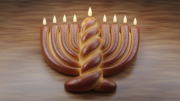 un pastel con una vela que dice conejitos en él 3d challah plato para Hanukkah