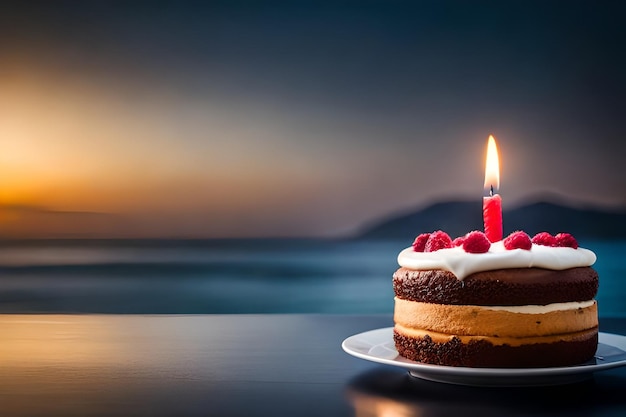 un pastel con una vela que dice " cumpleaños " en él.