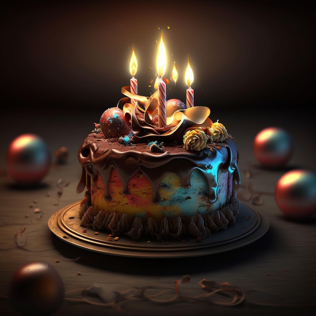Un pastel con una vela que dice "feliz cumpleaños".