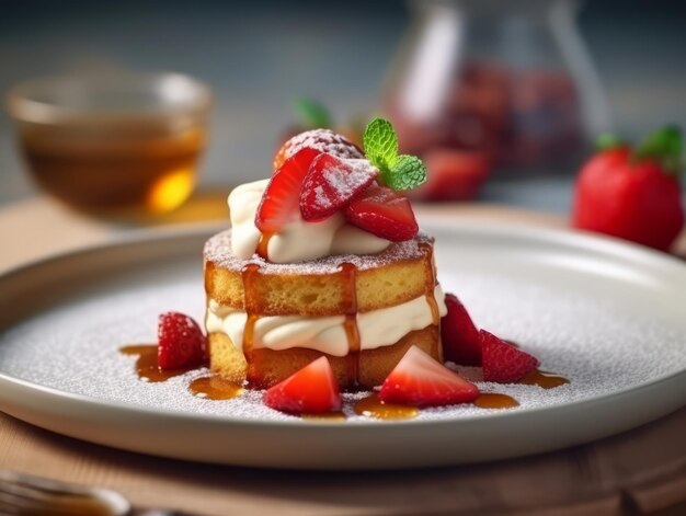 Pastel de yogur de frutas y pudín de postre