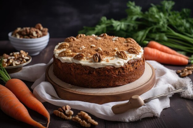 Pastel de zanahoria para la celebración de Pascua Fondo festivo