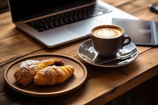 Pastelaria de café laptop Generate Ai