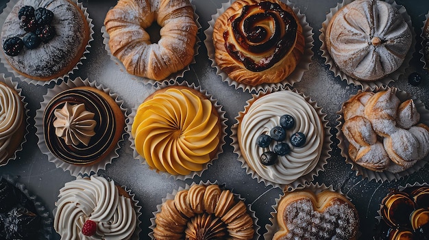 Pastelaria doce café da manhã croissant lanche padaria bolos pastelaria