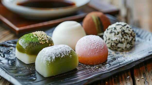Foto pastelarias japonesas apresentam sobremesas japonesas únicas como mochi e dorayaki