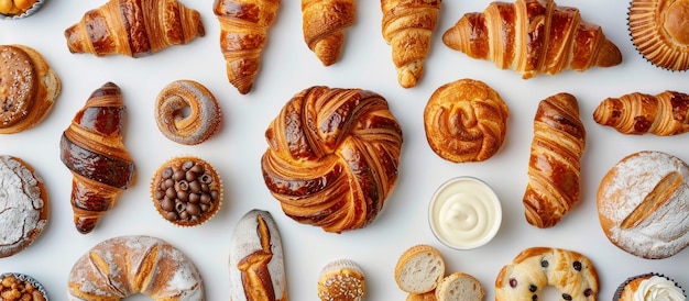 Pastelarias variadas na mesa branca