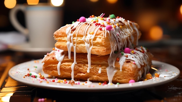 Pastelería casera con glaseado y chispitas multicolores