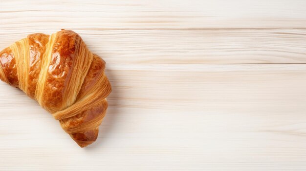 Pastelería de croissant recién horneada Fondo horizontal fotorrealista Pastelería crujiente Panadería gourmet Telón de fondo generado por Ai con espacio de copia Pastelería de croissant tradicional