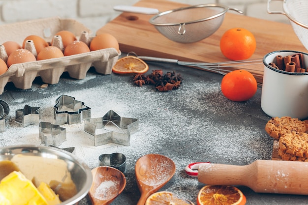 Pastelería navideña, concepto festivo de cocina navideña