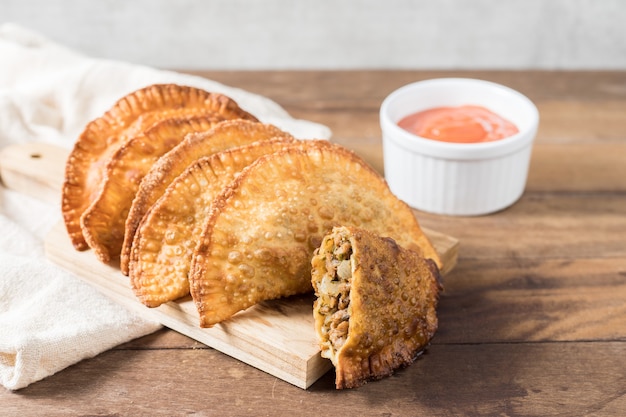 Pastelería tradicional llamada pastel de carne de soja