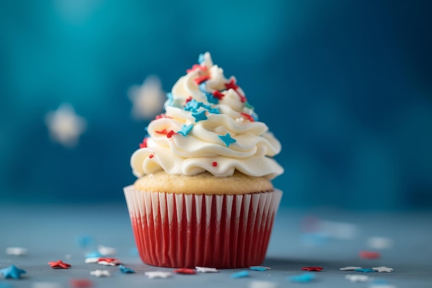 Pasteles decorados en rojo, blanco y azul para la celebración de julio