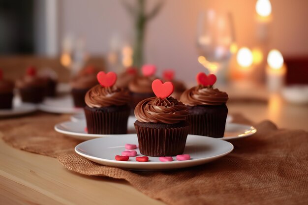 Pasteles de día de San Valentín con tapas de corazón