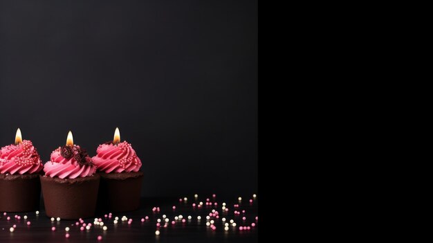 Foto pasteles de fondo de cumpleaños con velas y espacio para copiar