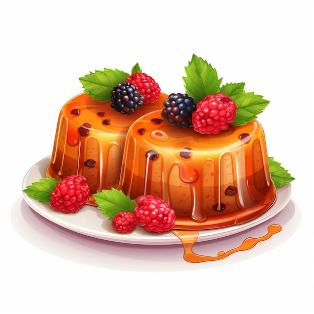 Pasteles de frutas 2d ilustración vectorial de dibujos animados en centrico blanco