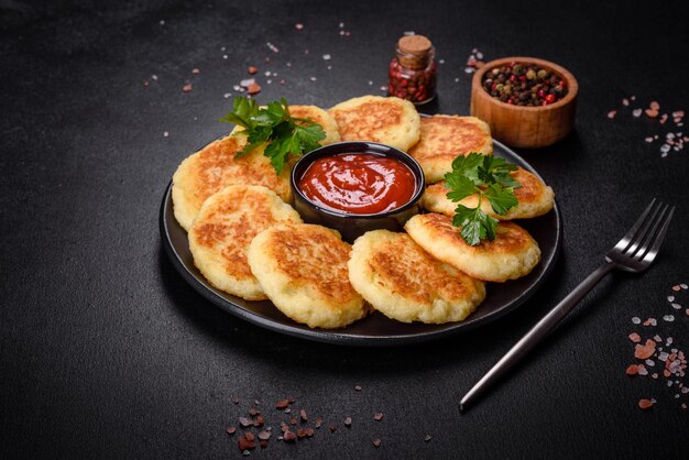 Pasteles de patata Buñuelos de verduras latkes croquetas de patata Tortitas de verduras