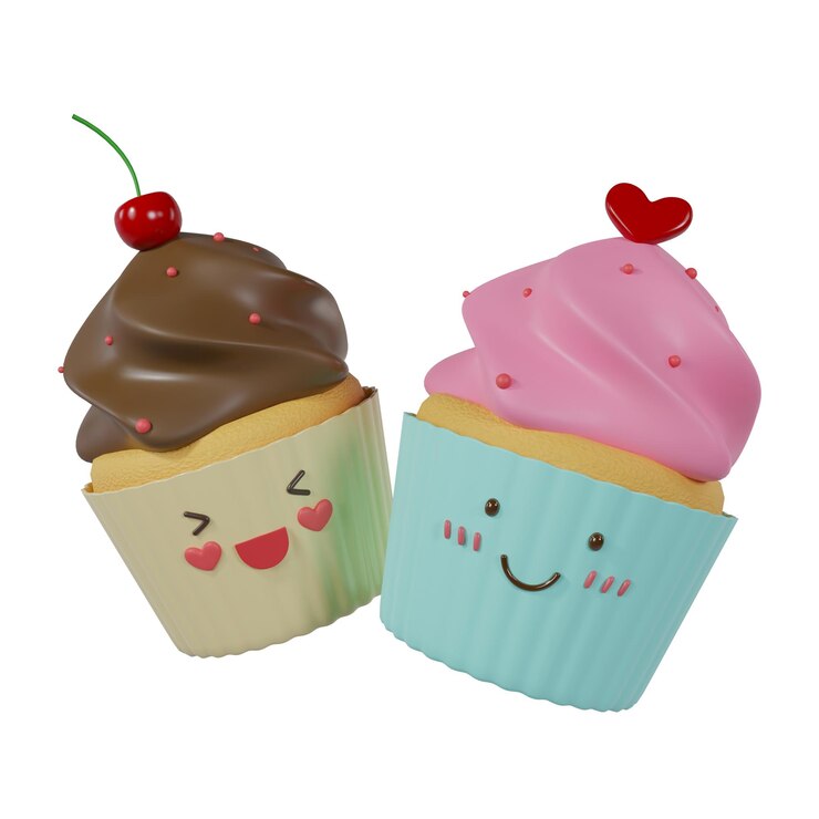 Pasteles de postre para el día de San Valentín Ilustración en 3D