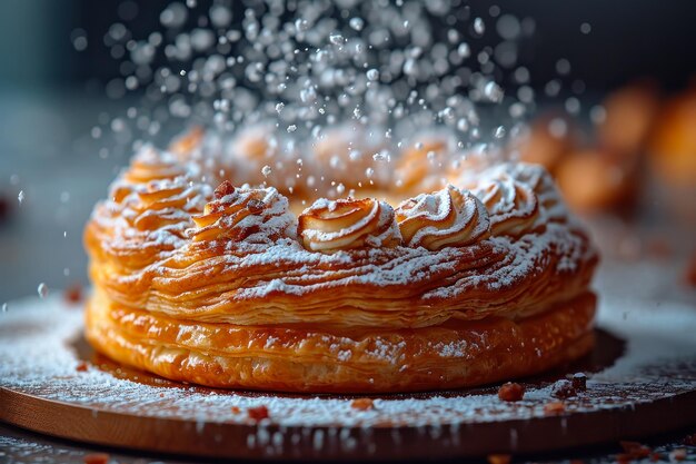 Pasteles recién horneados con crema batida