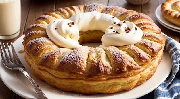 pasteles redondos con crema y pasas