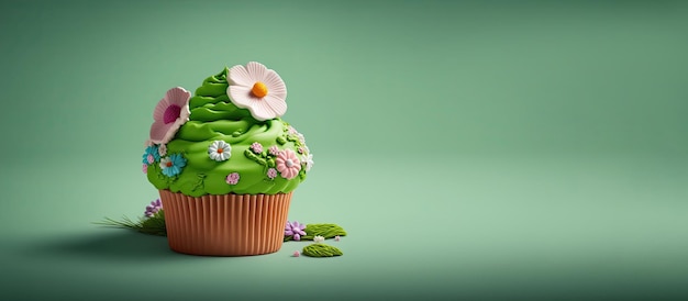 Pastelitos de vacaciones de primavera con flores y chispas para una fiesta IA generativa Un lugar para el texto