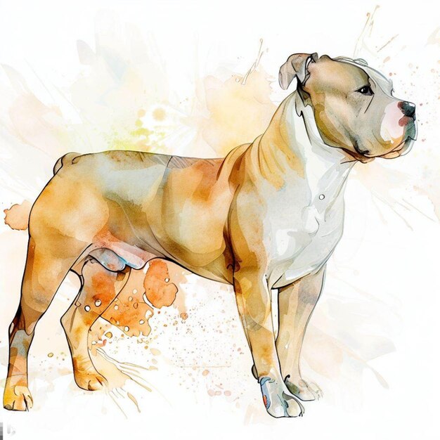 Foto pastell eleganz aquarellporträt eines amstaff-hunds