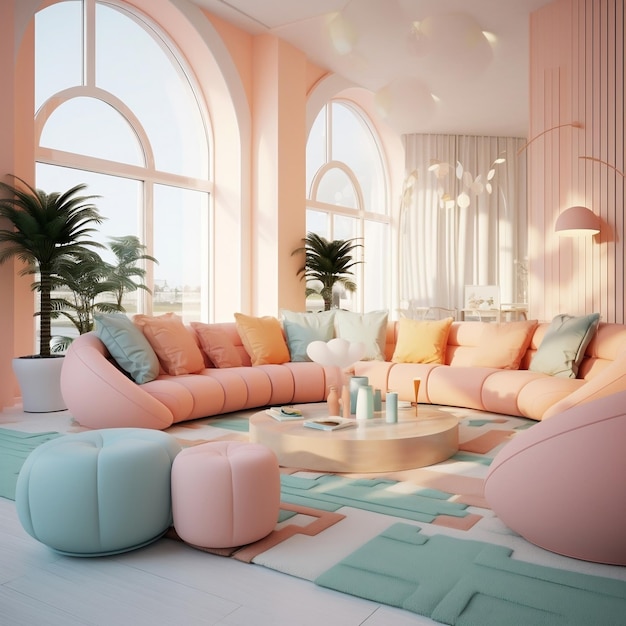 Pastell-Interior-Design-Konzept Generative KI