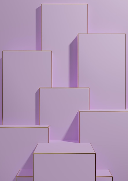 Pastell lila 3D minimaler geometrischer Hintergrund Produktanzeige goldene Linien Luxusprodukte wallpape