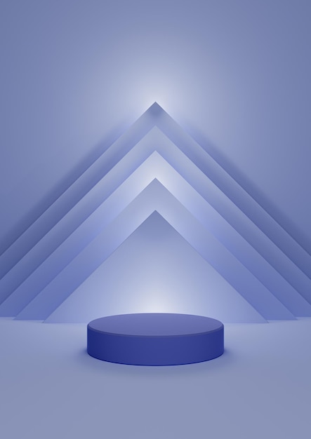 Pastellblau 3D-Illustration minimale Produktanzeige Hintergrund Zylinderständer abstrakte Pyramide