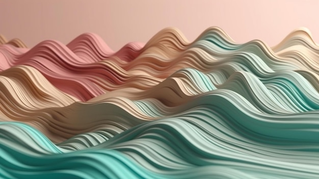 Pastellfarbe Hintergrunddesign wellige Oberfläche AI generiert