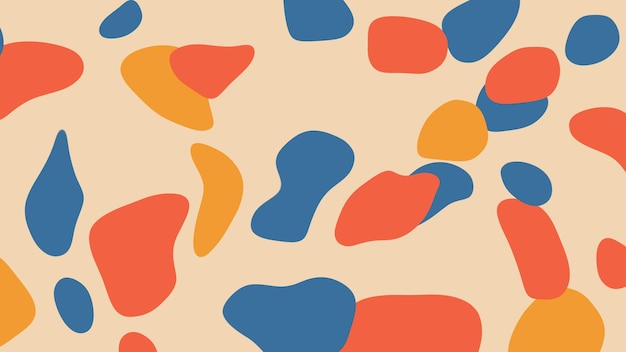 Pastellfarbene handgezeichnete Beige-Hintergrund-Hand gezeichnete Formen blaue gelbe orange Doodle-Objekte