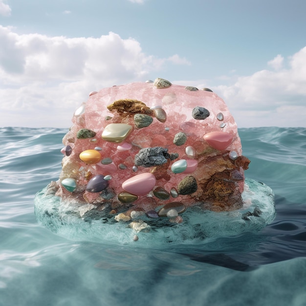 Pastellfarbene Steine am Strand