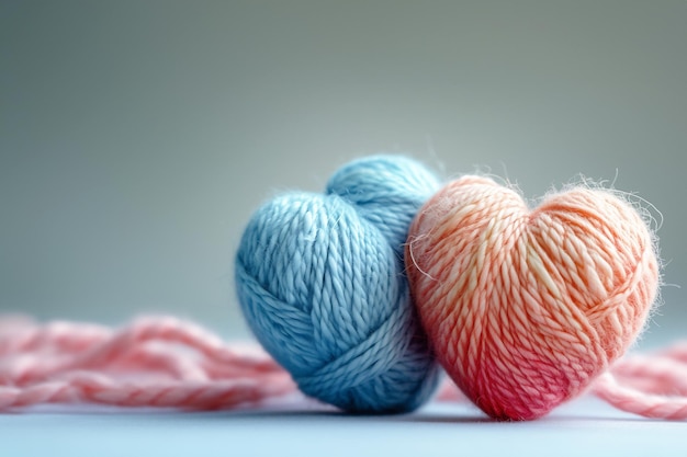 Pastellgarnstricken in Herzform für Liebe oder Valentinstag Hintergrundkonzept