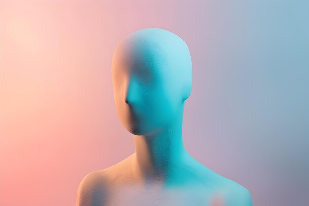 Foto pastellminz-gradient-beleuchtete mannequin-moderne studio-anzeige für den mode-einzelhandel