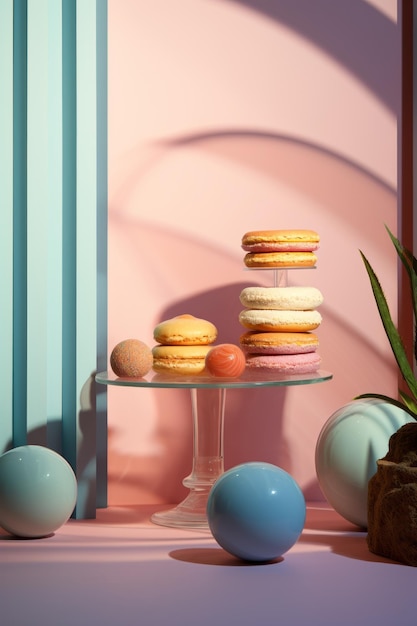Pastellpalette Eine wunderbare Fotografiereise durch eine farbenfrohe Bäckerei, die von KI generiert wurde