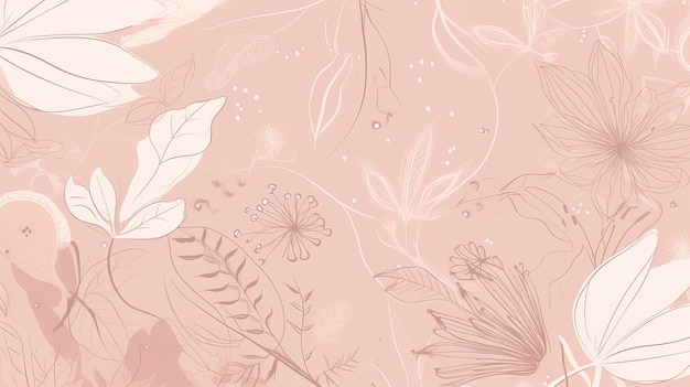 Pastellrosa-beige Hintergrund mit elegantem Blumenmuster AI Generation