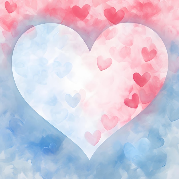 Pastellrosa und blauer Herz-Aquarellhintergrund Valentinstag der Liebe