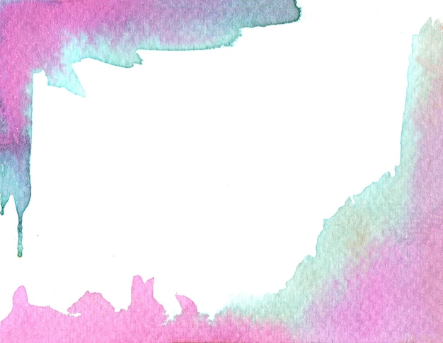 Pastellrosa und blaufarbene Aquarellgrenze mit Kopierraum Weißer Hintergrund mit Rahmen für Text