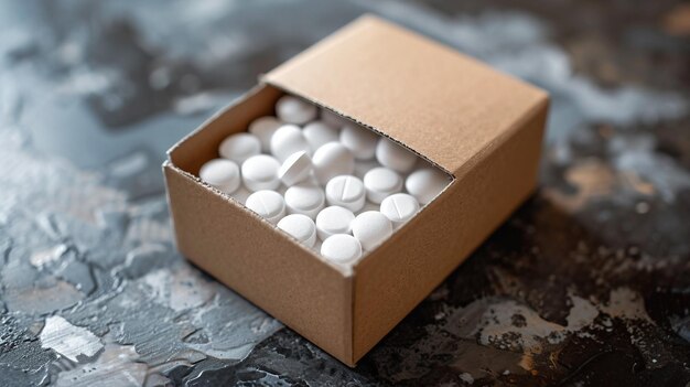 Pastillas blancas en la caja