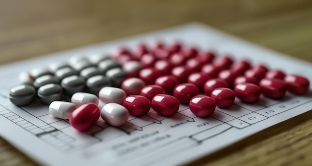 Pastillas de colores en una cuadrícula que simbolizan la salud o la medicación